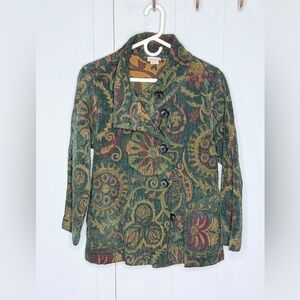 Habitat 90s Vintage y2k Paisley 3/4 Sleeve Blazer Tapestry Grannycore Academia